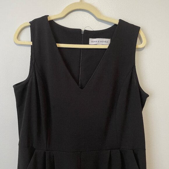 Emma & Michele Womens Black Sleeveless V-Neck Jumpsuit Size 14 With Back Zipper - Picture 2 of 5